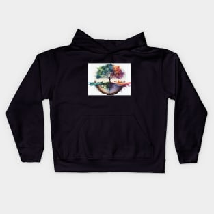 Tree of life watercolor reflection Kids Hoodie